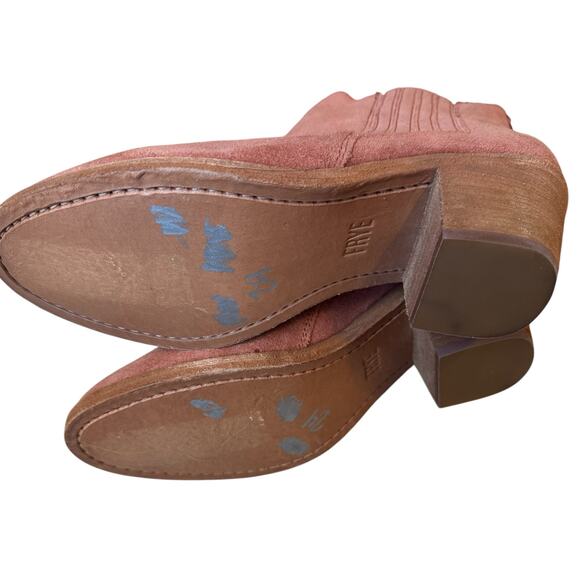 Frye Women's Alton Chelsea Leather Suede Ankle Boot Size 6 Booties Rosewood Heel - Picture 6 of 8